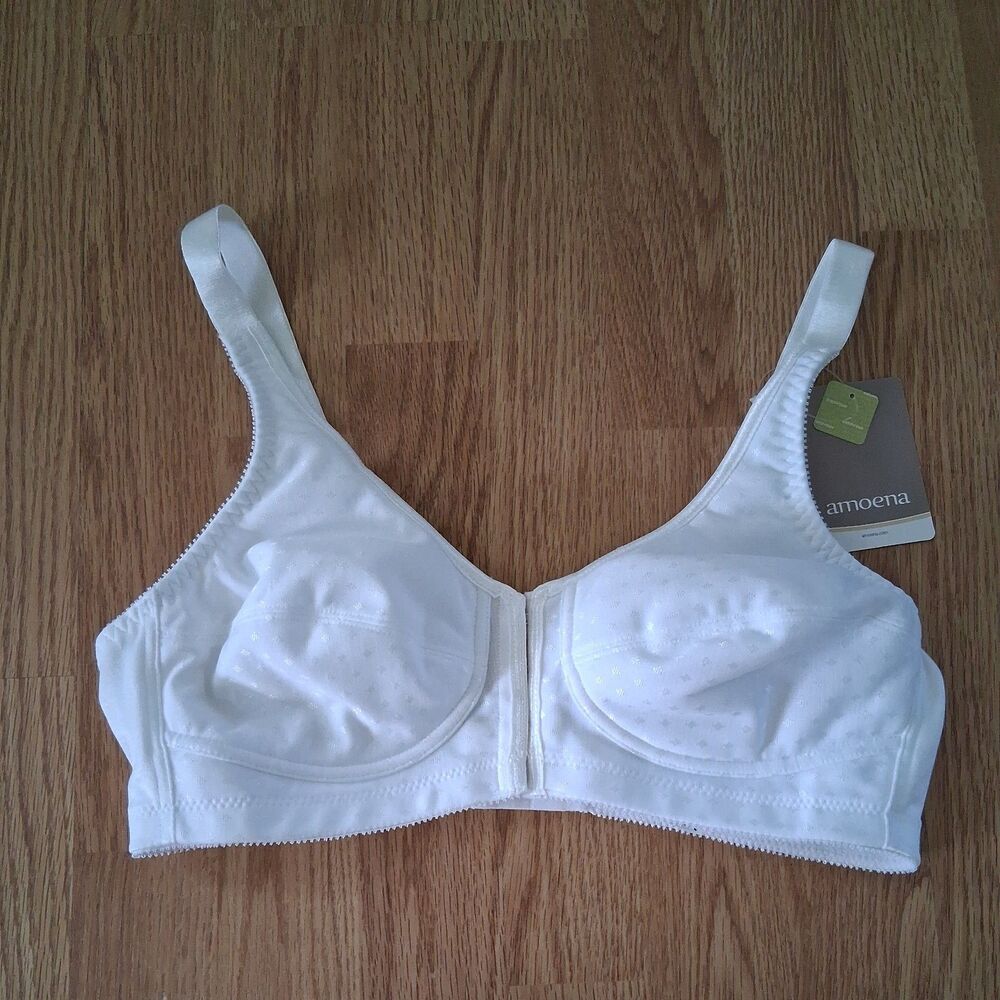 Amoena 36A Greta FRONT BACK Closure Wire Free Mastectomy Bra 2124 White NEW